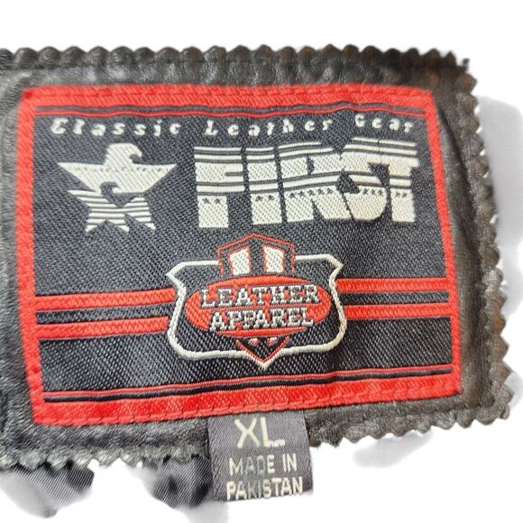 First Manufacturing Leather Vest XL Biker Motorcycle Club Riding Snap Taffeta - Picture 13 of 16